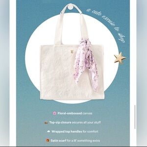 NWT VS Cream Tote Bag with Floral Scarf